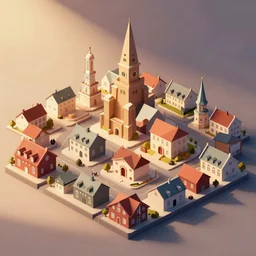 a low poly isometric render of icelandic town in the style of monument valley, intricate, elegant, smooth, illustration, simple, solid shapes, by nuri iyem, james gurney, james jean, greg rutkowski, anato finnstark. pixar, octane render