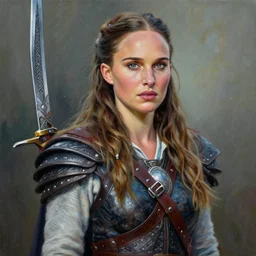 natalie portman as a viking warrior, high detailed, award winning, photorealistic acrylic painting