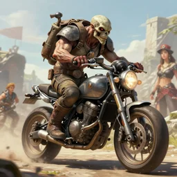 hell mutant motorbiker, highly detailed, d & d, fantasy, highly detailed, digital painting, trending on artstation, concept art, sharp focus, illustration, global illumination, ray tracing, realistic shaded, art by artgerm and greg rutkowski and fuji choko and viktoria gavrilenko and hoang lap, sunny