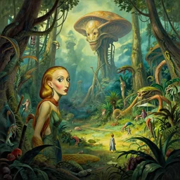 epic, ultra detailed, hyper - real alien jungle by greg rutkowski inside salvador dali
