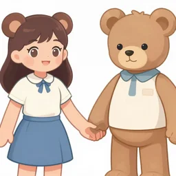 hila klein holding hands with ethan klein, anime style, digital art, cute, teddy fresh