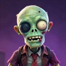 smiling zombie portrait, digital art