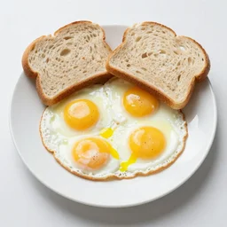 “sunnyside fried eggs breakfast plate with bread”