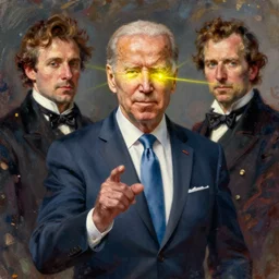 joe biden as james bond, joe biden yellow laser vision, ilya kuvshinov, john singer sargent, digital art illustration, impressionist oil painting, trending on artstation, intricate