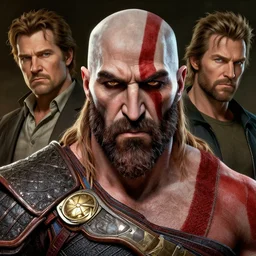 a highly detailed beautiful portrait of jack black as kratos, by gregory manchess, james gurney, james jean