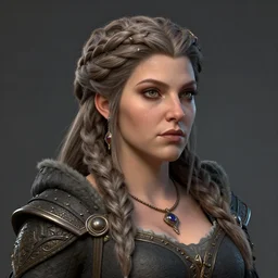 plump female dwarven noblewoman | complex braided hairstyle | hyperdetailed | ralph horsley | bust portrait | dungeons and dragons |