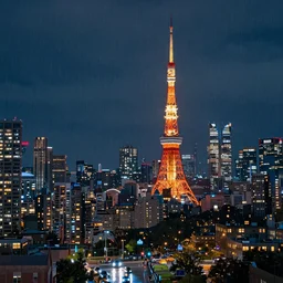 a beautiful city of toronto at night raining the city is full of people and the background is the beautiful city of tokyo highly detailed digital art by greg rutkowski