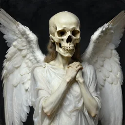 an angel with a skull for the head, by jenni pasanen