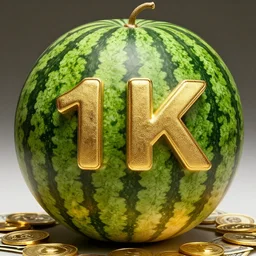 a watermelon made of gold, costing 20k dollars, realistic 4k photography