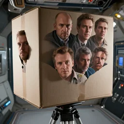 cinematic closeup portrait of big box on tripod, space station room at background, high detail, 8 k, sharp focus, movie still, dramatic lighting, ray tracing, smooth, by lane brown, by finnstark, by oleg bulakh, diego fazio, by mike dargas, emanuele dascanio, felix englund