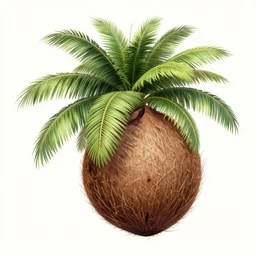 coconut tree with human head. realism art, high detailed, fine art, trending on artstation, smooth draw, perfect lighting, sharp focus.
