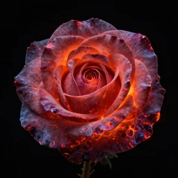 award - winning macro of a beautiful rose made of molten magma and nebulas on black background, highly detailed, trending on deviantart and artstation, nasa space photography, national geographic