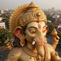 high quality 3 d neoclassical biomorphic hanuman! head building in mumbai!! centre, highly detailed, cinematic smooth, berenice abbott & john j. park, dramatic warm morning light, wide shot, high angle, uhd 8 k, sharp focus
