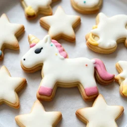 high resolution photo of unicorn cookies, michelin star, very tasty, food photography, instagram, trending