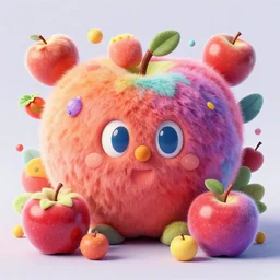 a surreal, colorful, fluffy, elaborate, and detailed bad apples