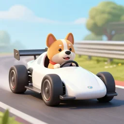 a dog driving a race car