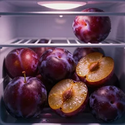 half - eaten plums in the icebox