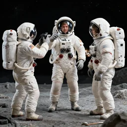 Vintage astronauts Taking photos, Alexander Jansson style, realistic, many details, ultra detailed, octane render, real engine 5