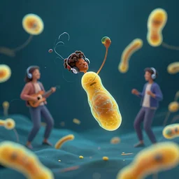 anamorphic spores dancing and having fun listening to music