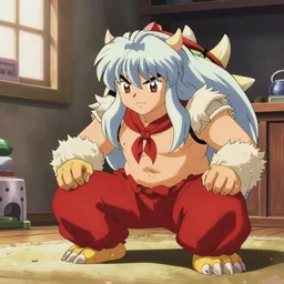 “ a still of yu yu hakusho, bowser in his boss room ”