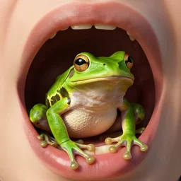 a frog inside a persons throat, digital art, hyper detailed