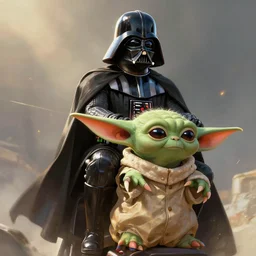 darth vader rides big yoda, 8 k, highly detailed, digital painting, artstation, radiant light, caustics, war hero, concept art, smooth, sharp focus, by gaston bussiere, bayard wu, giger, maxim verehin