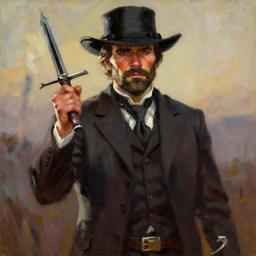 dutch van der linde from red dead redemption, impressionist painting