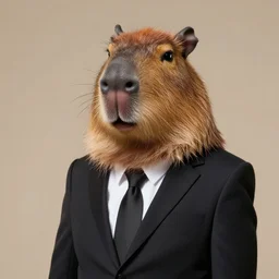 an antropomorphic capybara wearing a suit