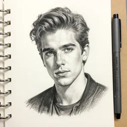 a micron pen drawing of fabio, detailed