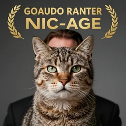 solemn portrait of nic cage as a cat, realistic, 4 k, photography, prize winning