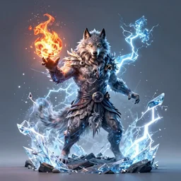 magic humanoid strong wolf sorcerer casting a powerful arcane magic spell, fire, ice, lightning, fantasy, occult, mystical, majestic pose, half body portrait, dramatic lighting, cinematic scene, frank frazetta, visually stunning, sharp focus, extremely detailed, colorful, godrays, trending on artstation, unreal engine, octane render, cgsociety, artgerm