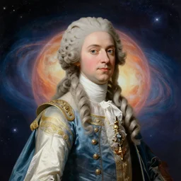 portrait of the powerful empress of the solar system in the style of jean - honore fragonard and in the style of gil elvgren. glowing, ornate and intricate linework, sharp focus, depth of field, stunning, dynamic lighting, ultrafine and hyperdetailed.