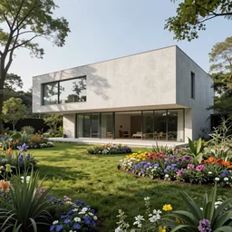 ( ( gediminas pranckevicius ) ) flower garden villa by kengo kuma, art by lois van baarle, yoshiyuki sadamoto, by chiara bautista, james jean, copic marker, very coherent, sharp, colorful high contrast, dark shadows, hard lighting