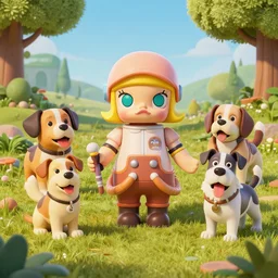 dogs on molly, 3d scene, render, ultra realistic, zenith view, Greg Rutkowski, artstation, cgsociety, level design, unreal engine, 3d scene, render, ultra realistic, Enki Bilal style
