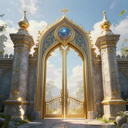 the gate to the eternal kingdom of milk, fantasy, digital art, hd, detailed.