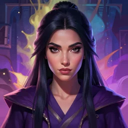head-on symmetrical centered painted portrait, Maya Ali as a mage, matte painting DOTA Blizzard pixar, unity engine on stylized background splash comics global illumination lighting artstation, by lois van baarle, ilya kuvshinov, rossdraws