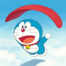 drawing of doraemon violently skydiving