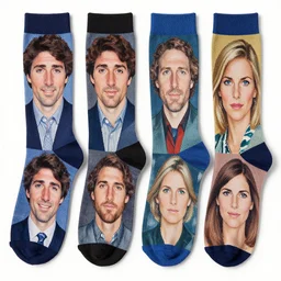 detailed portrait of justin trudeau patterned socks!!! by tomasz alen kopera and peter mohrbacher and johanna martine! and margaret keane! coherent luminescent