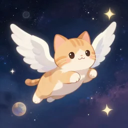 cute cat flying with angel wings, fantasy, cosmos, tony sart