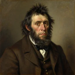 portrait of a neanderthal as a victorian gentleman in the style of pietro annigoni, 1 8 8 5, oil on canvas, national portrait gallery