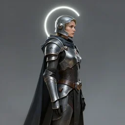 ( side profile ) concept art by thomas blackshear, imogen poots as galactic templar, pauldrons, light halo, gloomhaven, matte painting, extremely emotional, realistic shaded lighting poster by hsiao ron chen, artgerm, lawren harris, eve ventrue, magali villeneuve, jeremy lipkin, rob rey, christophe vacher