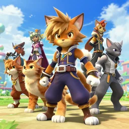 A leaked image of a Warrior cats world in Kingdom Hearts 4, Kingdom hearts worlds, , action rpg Video game, Sora wielding a keyblade, Sora as a cat, cartoony shaders, rtx on, Erin hunter, Warrior cats book series