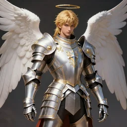 Magical Knight, holy armor, angel themed, male, ornamental, highly detailed, smooth, shrap focus, matte painting, by Albert Aublet, Krenz Cushart, WLOP and Sakimichan, artstation