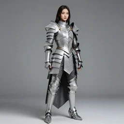 professional full length photograph of a beautiful warrior with diamond encrusted armour.  Extremely detailed. 8k