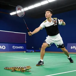 a croatian admiral plays a game of badminton with a lizard