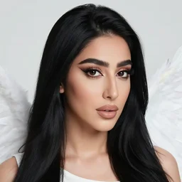 arabic women portrait, long black hair, big eyes, beautifull as angel