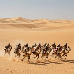 crusaders charging across the desert sand by marc simonetti,