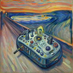complex alien technology in the form of a small device, with many small parts and strange symbols by fenghua zhong and edvard munch, style of expressionism