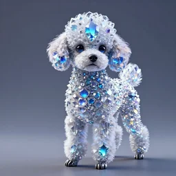 a alien poodle dog made of crystal gems, bioluminiscense, fantasy art, digital art