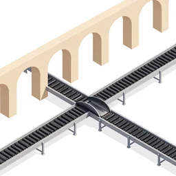 isometric photo of cutely illustrated aqueducts waterslides and black matte conveyor belt rollers wide system are the main methods of transport in cannabis city cbd capital of australia